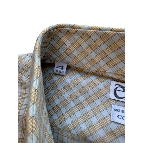 E = MC2 Shirt Clothing For Millionaires 4XL White Check 100% Cotton Button Up - Picture 3 of 14